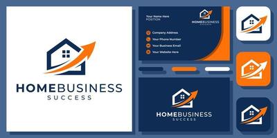 Zuhause Erfolg Haus Geschäft schnell Immobilien mieten Investition modernes Vektor-Logo-Design mit Visitenkarte vektor