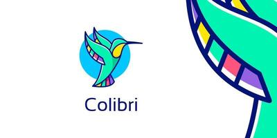 kolibri colibri bunter vogel flügel fliegen tier tropische schöne fauna silhouette vektor logo design