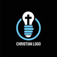christliches gemeinschaftslogo mit konzeptkreuz in glühbirne und daumen vektor