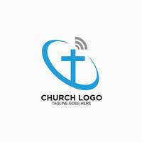 Cross-Logo-Design-Ikone mit WLAN-Online-Design-Konzept vektor