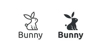 Abbildung Kaninchen Hase Tier Maskottchen Charakter Silhouette Haustier Hase einfaches Vektor-Logo-Design vektor