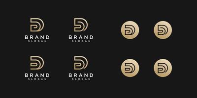 uppsättning av monogram initial bokstav d guld gyllene lyx elegant enkel minimal business vektor logotypdesign