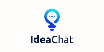 Glühbirne Chat Lampe Blase Chat Rede Rede Nachricht Idee Kommunikation Vektor Logo Design
