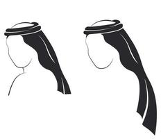 Vektor Stock Illustration Arabischer Mann in der traditionellen muslimischen arabischen Kleidung im flachen Stil. muslim, arabische kleidung, ostarabisches kleid. isoliert auf weißem Hintergrund