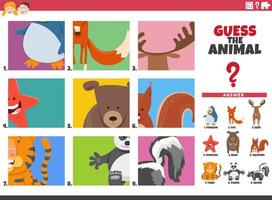 Rate Cartoon Tierfiguren Lernspiel für Kinder vektor