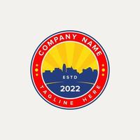 Stadt Silhouette Logo Emblem Unternehmen vektor