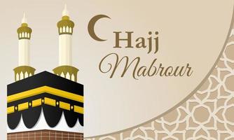 Hadsch-Mabrour-Design mit heiligem Kaaba-Gebäude und Moschee-Minarett vektor