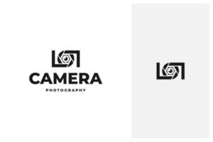 Kameraobjektiv kombiniertes Rahmenvektor-Logo-Design vektor