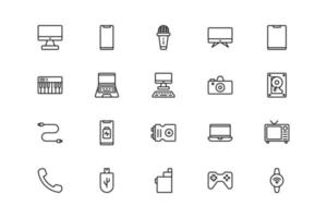 Vektor-Icon-Set für elektronische Geräte im Umriss-Stil vektor