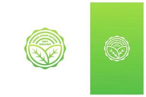 ekologisk färsk naturlig badge etikett sigill klistermärke stämpel vektor logotypdesign