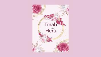 elegant bröllopskortdesign med vackra rosor som gratis vektor