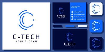 Anfangsbuchstabe c Technologie modernes einfaches Kreis-Monogramm-Vektorsymbol-Logo-Design mit Visitenkarte