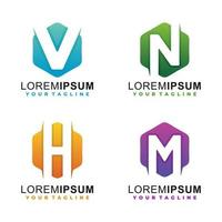 bokstaven v, n, h och m gradient logotyp mall vektor