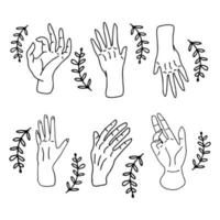 uppsättning hand gest doodling vektor