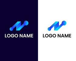 Buchstabe n mit Vorlage für das Design des Tech-Logos vektor
