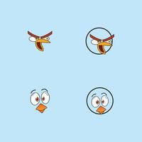 tecknade birdies ansikte emoticon design vektor