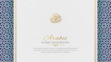 arabisch-islamischer weißer und goldener luxus bunter seitenstilhintergrund mit arabischem muster und dekorativem ornamentrahmen vektor