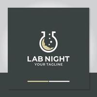 moon lab logotyp design vektor, vetenskap, natt vektor