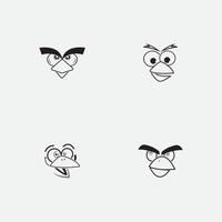 tecknade birdies ansikte emoticon design vektor