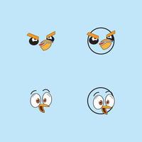 tecknade birdies ansikte emoticon design vektor