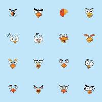 tecknade birdies ansikte emoticon design vektor