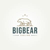 Big Bear einfache Linie Kunst Logo Symbol Vorlage Vektor Illustration Design. minimalistische Grizzlybären, Braunbär, Eisbär-Logo-Konzept