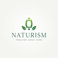 Naturismus grünes Blatt einfache Linie Kunst Symbol Logo Vorlage Vektor Illustration Design. minimalistische abstrakte ökologie, umwelt, landwirtschaftslogokonzept