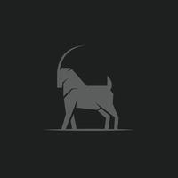 isoliert Big Horn Steinbock einfache Silhouette Logo Symbol Vorlage Vektor Illustration Design. minimalistische Steinbockziege mit langen Hörnern