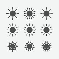 gelbe Sonne-Vektor-Icon-Set. isoliertes Sonnenschein-Icon-Vektordesign. vektor