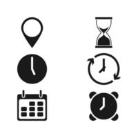 flaches Vektorsymbol für analoge Uhr. Zeitsymbol, Chronometer mit Stunden-, Minuten- und Sekundenpfeil. vektor