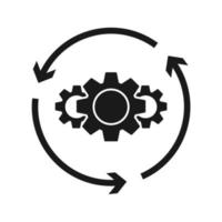 Symbolvektor im flachen Stil verarbeiten. Prozesszeichen. symbol für getriebe und pfeile farbe editierbar. vektor