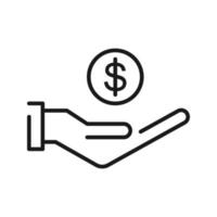 Hand, die Dollar-Symbolvektor hält, Finanzsymbolstrich investieren, der auf leerem Hintergrund bearbeitet werden kann vektor