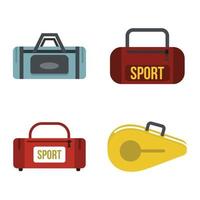 Sporttaschen-Icon-Set, flacher Stil