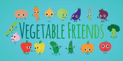grönsak vänner koncept banner, tecknad stil vektor