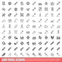 100 Werkzeugsymbole gesetzt, Umrissstil