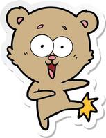 Aufkleber eines lachenden Teddybär-Cartoons vektor