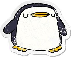 beunruhigter Aufkleber-Cartoon kawaii eines niedlichen Pinguins vektor