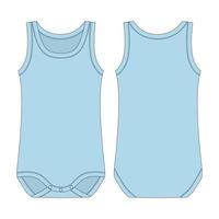 Kinderbody. baby ärmelloser körper. hellblaue Farbe. Technische Skizze des Säuglings-Tanktops. vektor