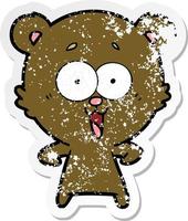 beunruhigter Aufkleber eines lachenden Teddybär-Cartoon