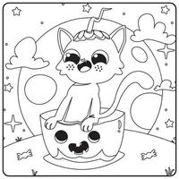 Halloween-Katzen-Malvorlagen für Kinder vektor