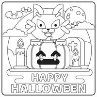 halloween katt målarbok för barn vektor