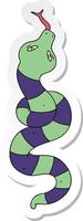 klistermärke av en udda handritad tecknad orm vektor