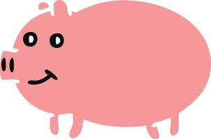 Retro-Cartoon-Schwein in flacher Farbe vektor