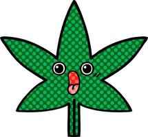 Cartoon-Marihuana-Blatt im Comic-Stil vektor