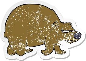 bedrövad klistermärke av en tecknad arg björn vektor