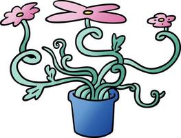 Farbverlauf-Cartoon-Doodle einer Blumenpflanze vektor