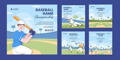 baseball spel sport sociala medier post mall platt tecknad bakgrund vektorillustration vektor