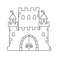 märchenhaftes Schloss. Malbuchseite für Kinder. Zeichentrickfigur. Vektor-Illustration isoliert auf weißem Hintergrund. vektor