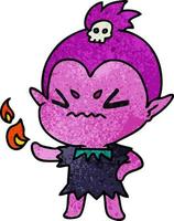 strukturierter Cartoon des niedlichen kawaii Vampirmädchens vektor