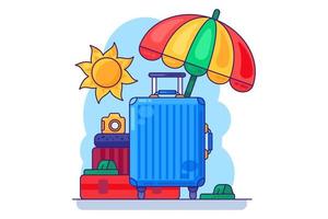 Koffer für reisenden Sommerferienvektor
